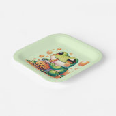 Grüner Frosch trinken Orange Boba Pappteller (Gewinkelt)