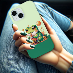 Grüner Frosch trinkt Orange Boba Bubble Tee Case-Mate iPhone Hülle