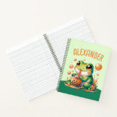 Grüner Frosch trinkt Orange Boba Bubble Tee Notizblock (Innenseite)