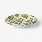 Grüner Frosch trinkt Orange Boba Muster Pappteller (Gewinkelt)