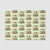 Grüner Frosch trinkt Orange Boba Muster Seidenpapier (Vorderseite)