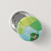Grüner Frosch unter Lily Pad Button (Vorne & Hinten)