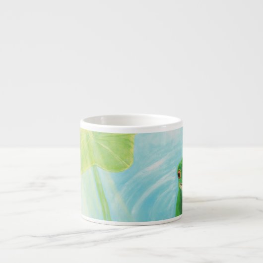 Grüner Frosch unter Lily Pad Espressotasse (Vorderseite)