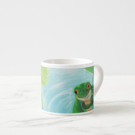 Grüner Frosch unter Lily Pad Espressotasse (Vorderseite Rechts)