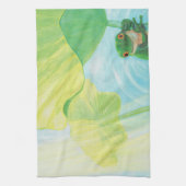 Grüner Frosch unter Lily Pad Geschirrtuch (Vertikal)