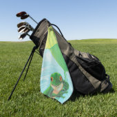 Grüner Frosch unter Lily Pad Golfhandtuch (Gras)