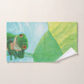 Grüner Frosch unter Lily Pad Handtuch (Handtuch)