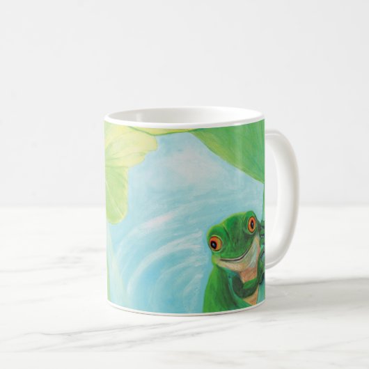 Grüner Frosch unter Lily Pad Kaffeetasse (VorderseiteRechts)