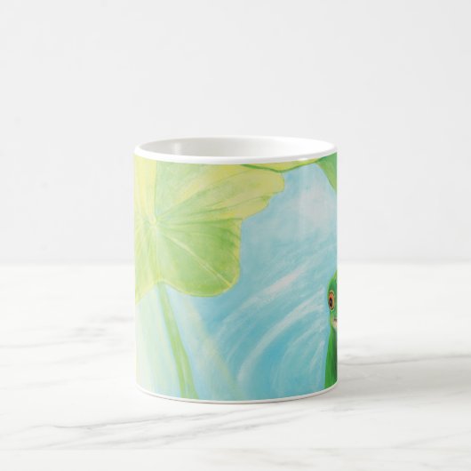 Grüner Frosch unter Lily Pad Kaffeetasse (Mittel)