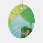Grüner Frosch unter Lily Pad Keramik Ornament (Rechts)