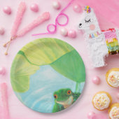 Grüner Frosch unter Lily Pad Pappteller (Party)