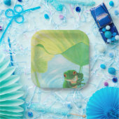 Grüner Frosch unter Lily Pad Pappteller (Party)