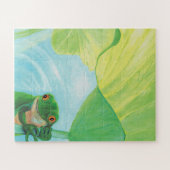 Grüner Frosch unter Lily Pad Puzzle (Horizontal)