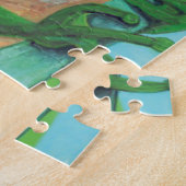 Grüner Frosch unter Lily Pad Puzzle (Seite)