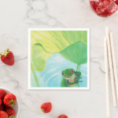 Grüner Frosch unter Lily Pad Serviette (Beispiel)