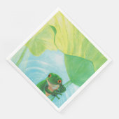 Grüner Frosch unter Lily Pad Serviette (Ecke)