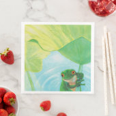 Grüner Frosch unter Lily Pad Serviette (Beispiel)