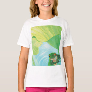 Grüner Frosch unter Lily Pad T-Shirt