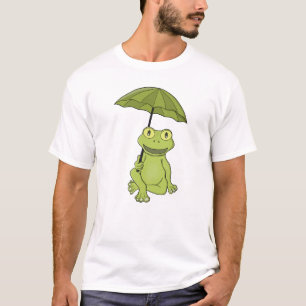 Grüner Frosch unter Regenschirm T-Shirt