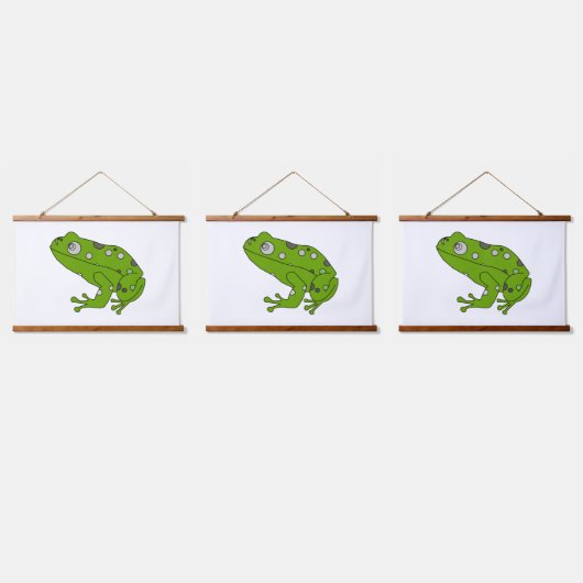 Grüner Frosch Wandteppich Mit Holzrahmen (Dreifach)