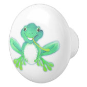 Grüner Frosch whimsical Aquarellkunst Türknauf Keramikknauf (Rechts)