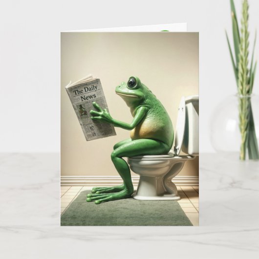 Grüner Frosch zum Geburtstag auf einer Toilette Karte (Vorderseite)