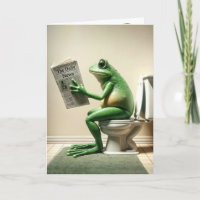 Grüner Frosch zum Geburtstag auf einer Toilette