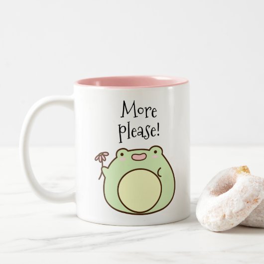 Grüner Frosch Zweifarbige Tasse (Mit Donut)