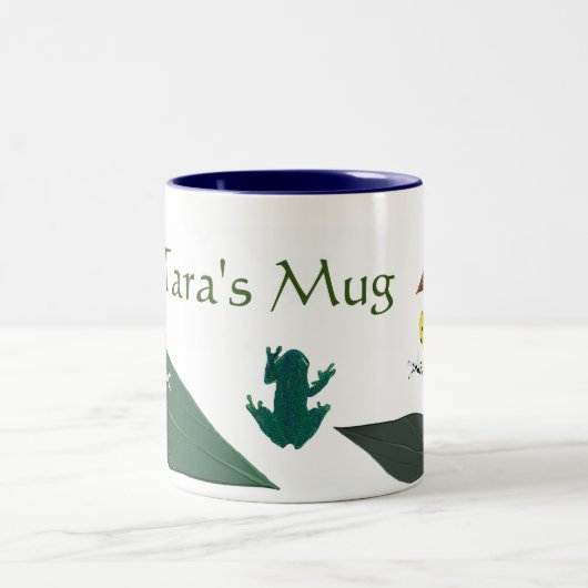 Grüner Frosch Zweifarbige Tasse (Mittel)
