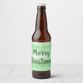 Grüner Frost Frohe Weihnachten Bierflaschenetikett (Vorderseite)