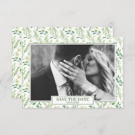 Grüner Frühling Botanische Kräuter Save the Date Einladung