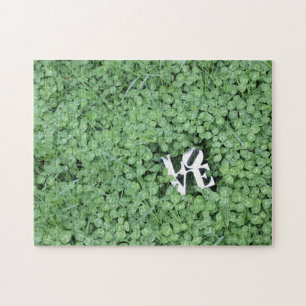 Grüner Frühling Clover LIEBE Hochzeit Foto Kunst S Puzzle