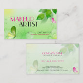 Grüner Frühling mit rosa Schmetterling Visitenkarte (Vorne/Hinten)