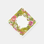 Grüner Frühling Rosa Blume Hochzeit Serviette (Ecke)