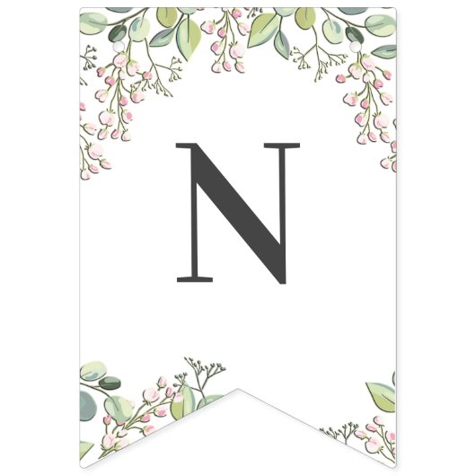 Grüner Frühling Rosa Blume Jagdflagge Wimpelkette (Dritte Fahne)