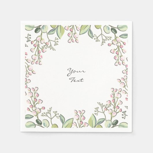 Grüner Frühling Rosa Blume Napkins Serviette (Vorderseite)