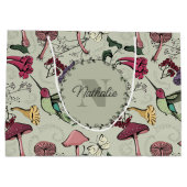 Grüner Frühlingsgarten Hummingbird Floral Große Geschenktüte (Rückseite)