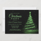 Grüner Funkellicht-Weihnachtsbaum-Party Einladung (Vorderseite)