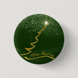 Grüner Funkelnd Hintergrund mit goldenem Weihnacht Button