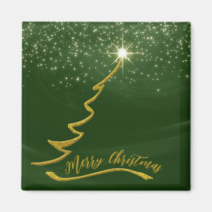 Grüner Funkelnd Hintergrund mit goldenem Weihnacht Magnet
