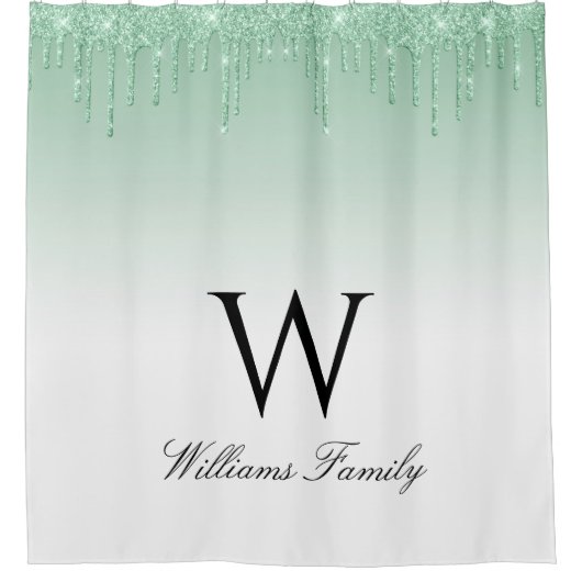 grüner funkelnd Tropf-Glitzer-Duschvorhang Duschvorhang (Vorderseite)