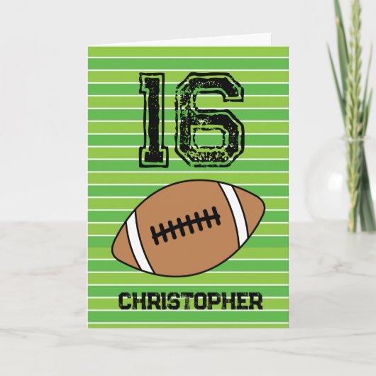 Grüner Fußball 16. Geburtstag Karte (Vorderseite)