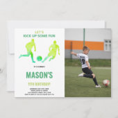 Grüner Fußball Einladung zum Foto (Vorderseite)