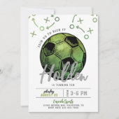 Grüner Fußball Einladung zum Geburtstag (Vorderseite)