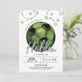 Grüner Fußball Einladung zum Geburtstag (Stehend Vorderseite)