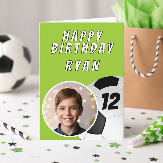 Grüner Fußball Foto Geburtstag Karte