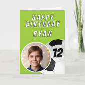 Grüner Fußball Foto Geburtstag Karte (Vorderseite)