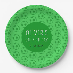 Grüner Fußball für Jungen Geburtstagsfeier Pappteller