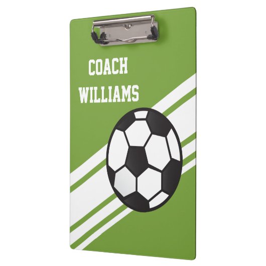 Grüner Fußball-Trainer-personalisiertes Klemmbrett (Links)