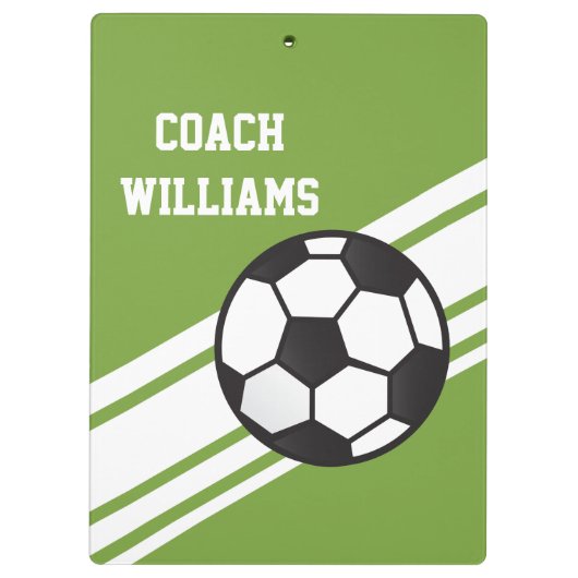 Grüner Fußball-Trainer-personalisiertes Klemmbrett (Rückseite)